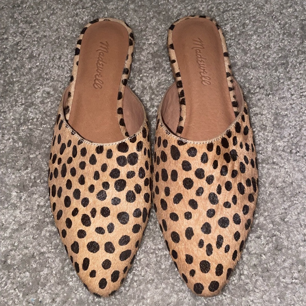 Madewell Tan and Black Mules Sleek Animal Print Larger 5.5/6